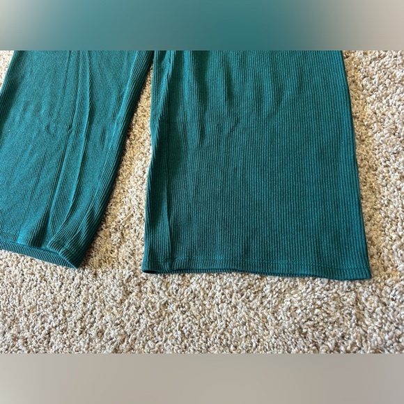 Eileen Fisher Women’s Ribbed Organic Cotton Blend Straight Pant Cropped Teal XXS - Picture 8 of 11